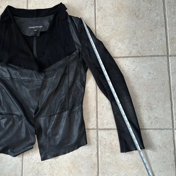 Warehouse Genuine leather jacket raw edge unlined Open front Sz 4/UK 8 - Picture 10 of 10